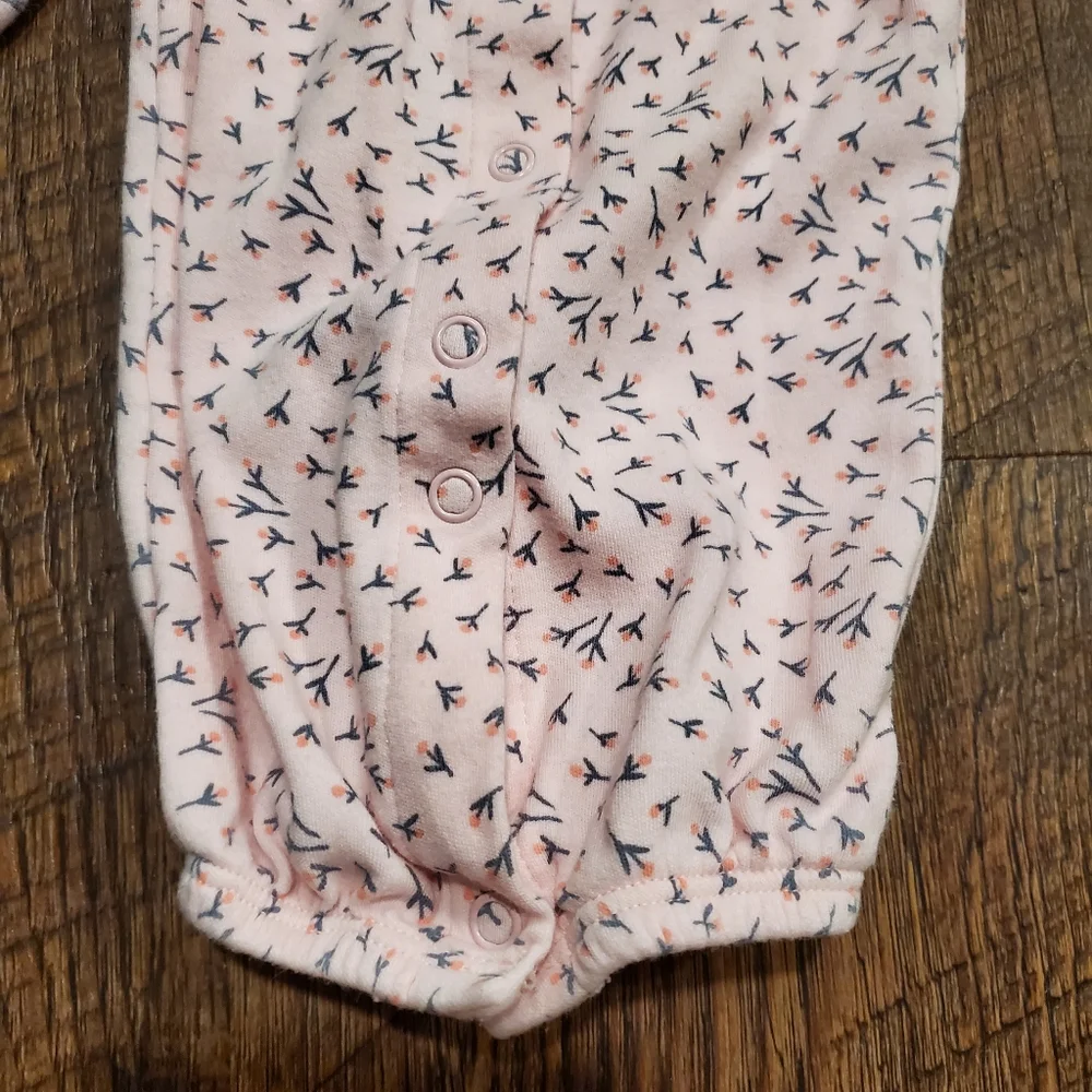 Carters Baby Convertible Footed Pajamas Sleep Sack Pastel Pink Floral Cotton NB